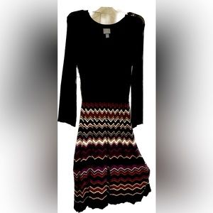 Long sleeve multi/blk sweater dress